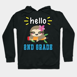 Sloth Student With Pencil Back To School Day Hello 2nd Grade Hoodie